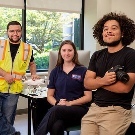 Josh Falcon, Emily Huffman and Kolby Hoge (from left) teamed up to produce a promotional video for the College’s EMS program.
