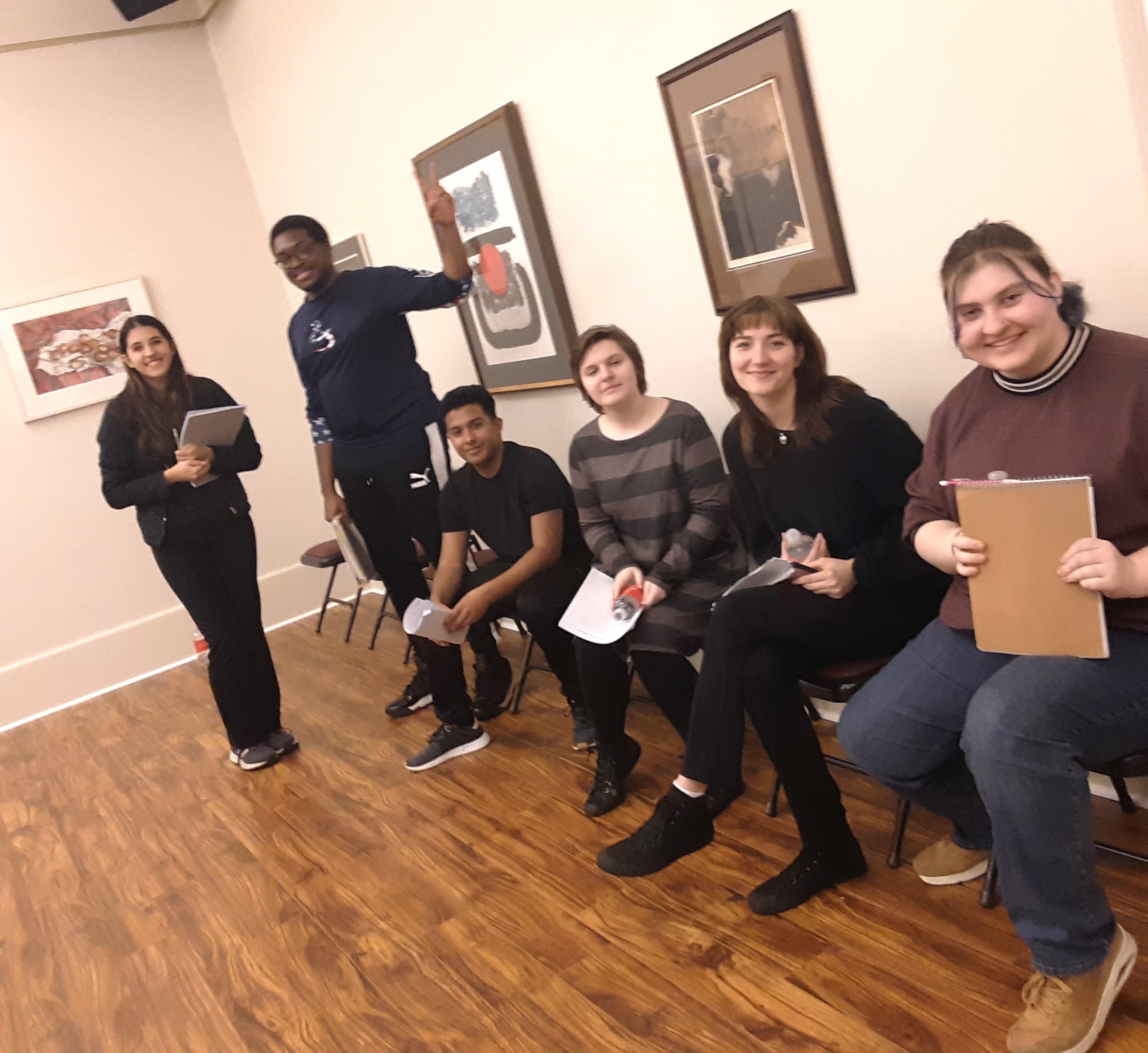 VPCC students (from left) Samantha Stegall, Travough Lane, David Salmeron, Amanda Moon, Hannah Southers, and Matilyn Burnette participated in an acting workshop with The American Theatre in Hampton.