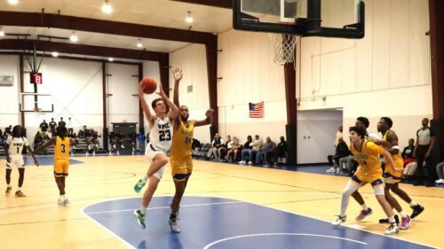 Athlete making a basketball shot