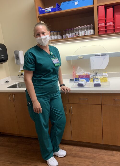 Tabitha Spivey is employed at Riverside after spending the spring 2020 semester at Thomas Nelson working toward a phlebotomy technician certificate.