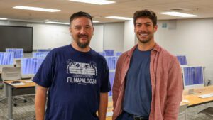Chris Abaya (left) and Robert Lawrence have never lost their quest for knowledge, both attending college with much younger classmates.