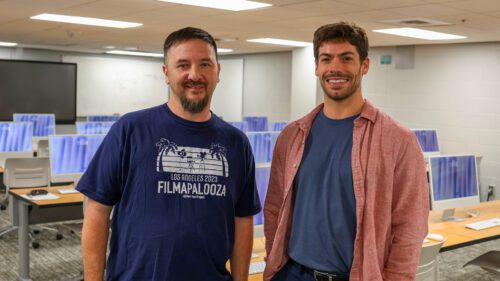 Chris Abaya (left) and Robert Lawrence have never lost their quest for knowledge, both attending college with much younger classmates.