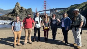 Pete Berquist, Joey King, Wayne Riddle, Bella Woodfin, Erika Ward, Lynsey LeMay and Kyle Crock took a recent geology field trip to San Francisco.