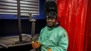 Darion Williams was among those in the first welding class at VPCC's Newport News Trades Center, which opened in March.