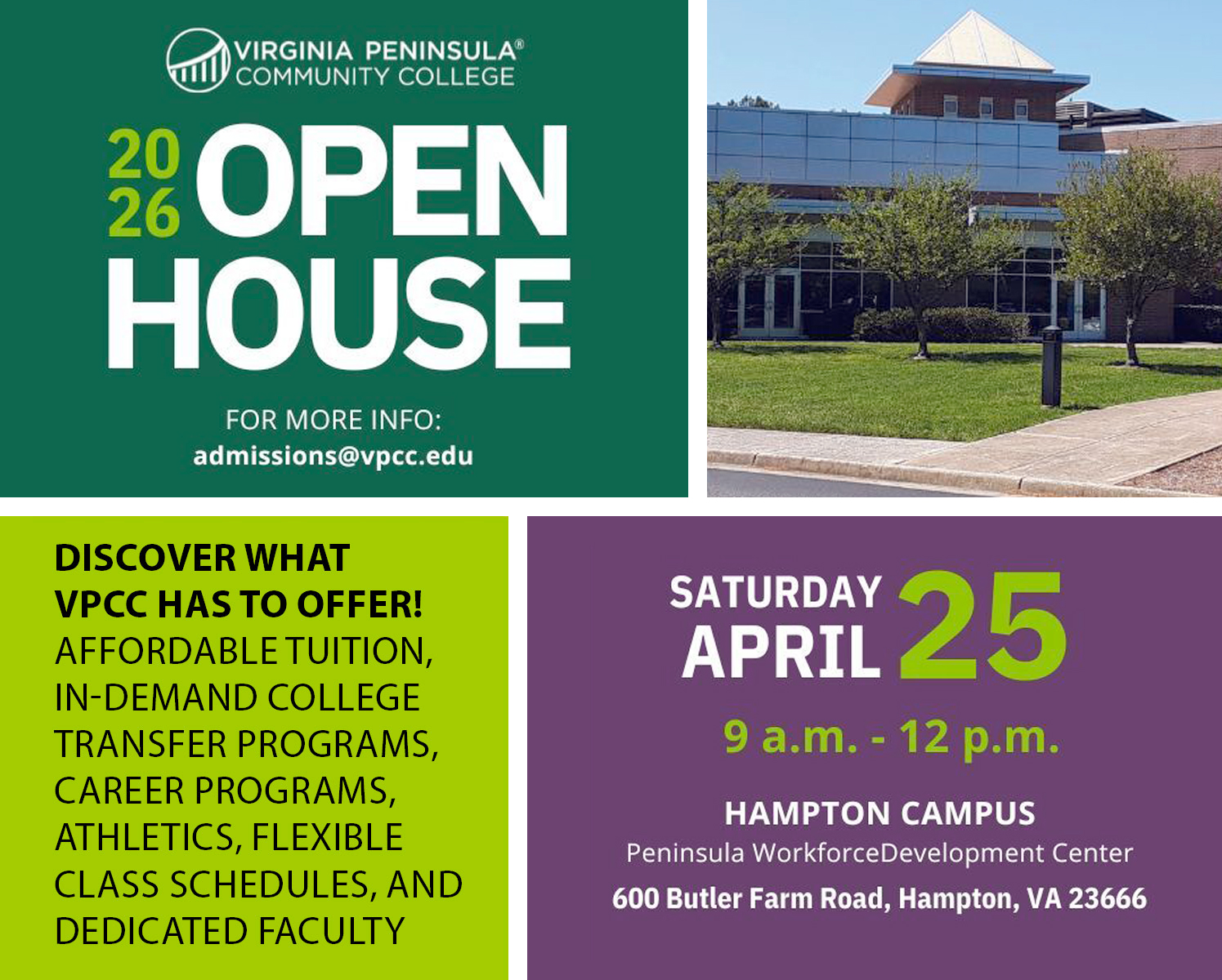 Open House on April 25 at the Hampton Campus