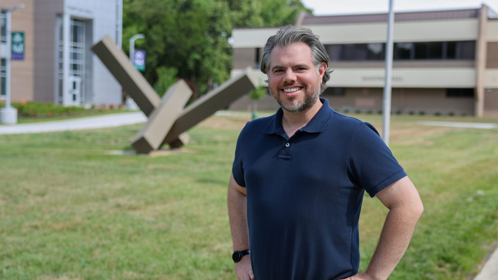 Josh Blount standing on the Hampton Campus