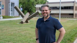 Josh Blount standing on the Hampton Campus