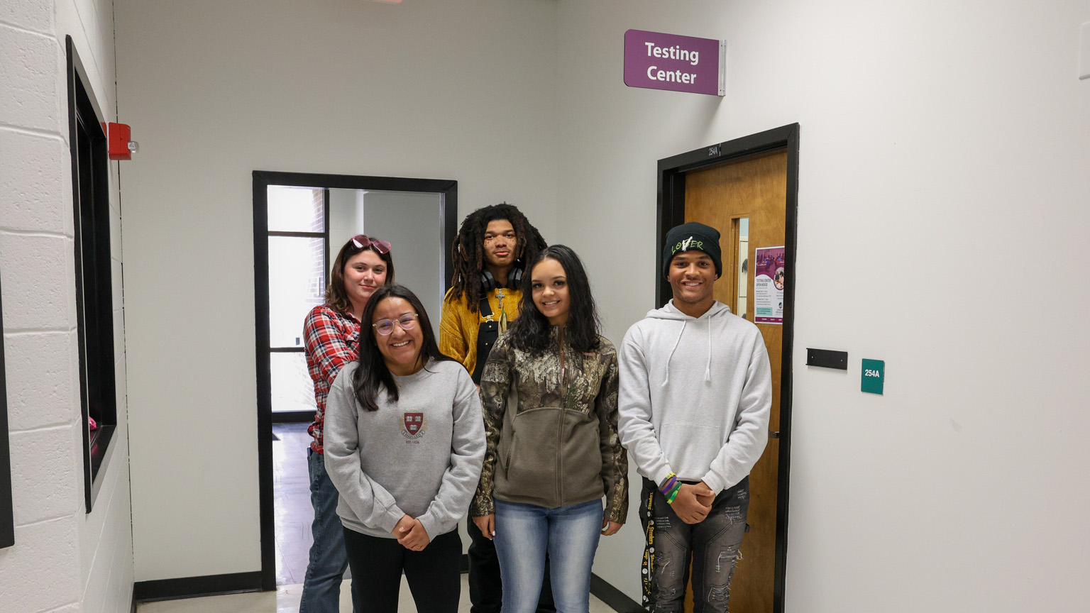 Students Pausing in the testing center entrance
